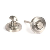The Concealed Plain Bathroom Turn & Release Set in Satin Stainless Steel Showing the Front and the Back Section Side by Side