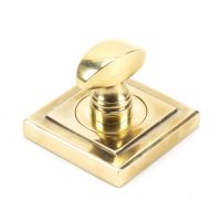 The Concealed Square Bathroom Turn & Release Set - Aged Brass on a White Background 