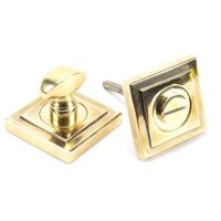 The Concealed Square Bathroom Turn & Release Set - Aged Brass Showing the Front and the Back 