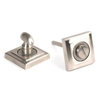 The Concealed Square Bathroom Turn & Release Set in Satin Stainless Steel Showing the Front and the Back Section Side by Side