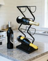 The Contemporary "Zig-Zag" Wine Rack Positioned on a Marble Effect Worktop in a Modern Kitchen - Digital Illustration The Contemporary "Zig-Zag" Wine Rack Positioned on a Marble Effect Worktop in a Modern Kitchen - Digital Illustration