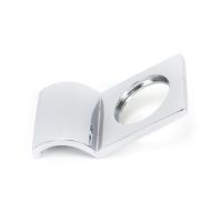 The Contemporary Curved Rim Cylinder Pull in Polished Stainless Steel Shown from the Side