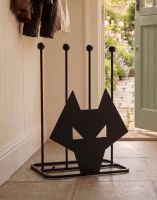 The Contemporary Wolf Head Steel Boot Rack Placed in a Cottage Hallway Entrance - Digital Illustration