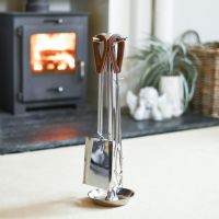 "The Contra" Companion Set With Leather Handles In A Fireside Setting