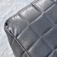 Close-up of the Black Leather on the Pouffe