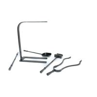 The Crescent Fireside Companion Set with Classic Handles in Matt Black Shown laid out on a White Background