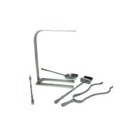 The Crescent Fireside Companion Set with Classic Handles in Pewter Shown laid out on a White Background