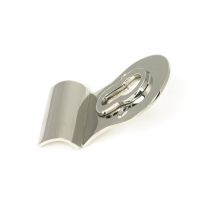 The Curved Euro Cylinder Door Pull Escutcheon in Polished Stainless Steel Shown from the Side