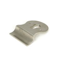 The Curved Euro Cylinder Door Pull Escutcheon in Satin Stainless Steel Shown from Behind