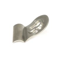The Curved Euro Cylinder Door Pull Escutcheon in Satin Stainless Steel Shown from the Side