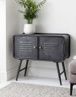 The Dark Grey Retro Inspired Cabinet in a White Living Room in a Modern Home - Digital Illustration The Dark Grey Retro Inspired Cabinet in a White Living Room in a Modern Home - Digital Illustration