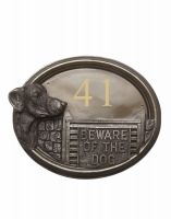 The Doberman Bronze Finish House Number Sign on a White Background 