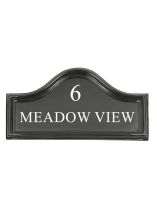 The Double Sided Classic Black House Name Sign with Vinyl Lettering on a White Background The Double Sided Classic Black House Name Sign with Vinyl Lettering on a White Background