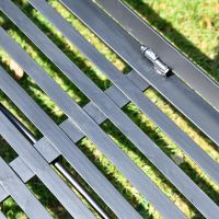 Metal Slats on the Seat of the Bench