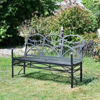 "The Dudley" Wrought Iron Garden Bench in Situ on the Garden