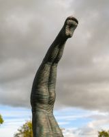 The Equilibrium Handstand Garden Sculpture in Verdigris Showing the Detailing of the legs
