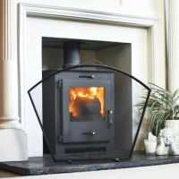 "The Exmouth" Black Curved Fire Guard In Situ