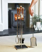 Scale Shot Of "The Fareham" Polished Companion Set With Leather Handles