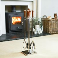 "The Fareham" Polished Companion Set With Leather Handles In Situ