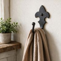 The Fleur-De-Lys Hook With a Beige Scarf Hung on it Next to a Window - Digital Illustration 
