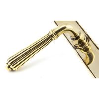 The Fluted Slimline Exterior Door Handle - Aged Brass Finish Showing a Close up of the Handle The Fluted Slimline Exterior Door Handle - Aged Brass Finish Showing a Close up of the Handle