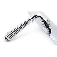 The Fluted Slimline Exterior Door Handle in a Polished Chrome Finish Showing a Close up of the Handle The Fluted Slimline Exterior Door Handle in a Polished Chrome Finish Showing a Close up of the Handle