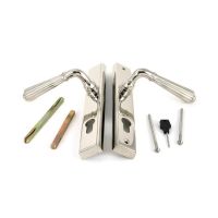 The Fluted Slimline Exterior Door Handle in a Polished Nickel Finish Showing the Front and Back Together with Screw Fittings The Fluted Slimline Exterior Door Handle in a Polished Nickel Finish Showing the Front and Back Together with Screw Fittings