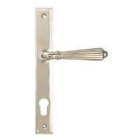 The Fluted Slimline Exterior Door Handle in a Polished Nickel Finish Shown from the Front The Fluted Slimline Exterior Door Handle in a Polished Nickel Finish Shown from the Front