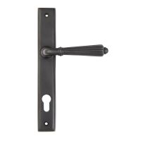 The Fluted Slimline Exterior Door Handle in an Aged Bronze Finish Shown from the Front The Fluted Slimline Exterior Door Handle in an Aged Bronze Finish Shown from the Front