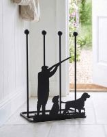 The Game Season Cocker Spaniel Steel Boot Rack Placed in a White Tiled Cottage Hallway - Digital Illustration 