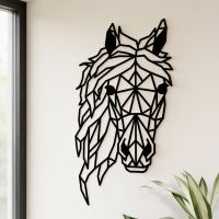 The Geometric Horse Head Wall Art on a Cream Coloured Living Room Interior - Digital Illustration The Geometric Horse Head Wall Art on a Cream Coloured Living Room Interior - Digital Illustration