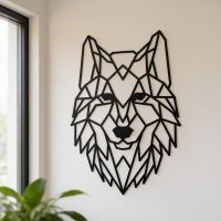 The Geometric Steel Wolf Wall Art Set on a Magnolia Coloured Living Room Wall - Digital Illustration The Geometric Steel Wolf Wall Art Set on a Magnolia Coloured Living Room Wall - Digital Illustration