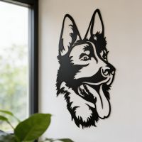 The German Shepherd Steel Wall Art in a Well Lit Living Room next to a Window - Digital Illustration 