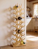 The Gold "Napa Valley" 27 Bottle Wine Rack on a Wooden Floor in a Sunny Country Kitchen - Digital Illustration