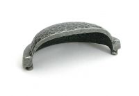 The Hammered "Stratford" Traditional Cup Handle in a Pewter Finish on a White Background Shown from the Underneath