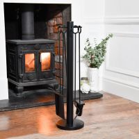 The "Hampstead House" Companion Set in a Modern Interior Setting next to a Log Burner Stove