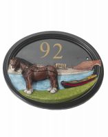 The Handpainted Canal Boat House Number Sign on a White Background The Handpainted Canal Boat House Number Sign on a White Background