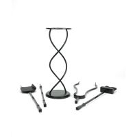 The Helix Fireside Companion Set with Classic Handles in Matt Black Shown laid out on a White Background