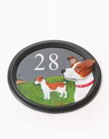 The Jack Russell Handpainted House Number Sign on a White Background The Jack Russell Handpainted House Number Sign on a White Background