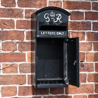 Front Opening Door on the The King George Post Box Slim In Black