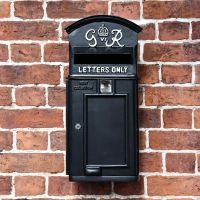 View of the Front of the Black & White King George Post Box