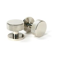 The Knurled Mortice/Rim Knob Set on a Beehive Rose in Polished Nickel Shown Upright and on its Side The Knurled Mortice/Rim Knob Set on a Beehive Rose in Polished Nickel Shown Upright and on its Side