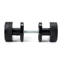 The Knurled Mortice/Rim Knob Set on a Plain Rose in Black Shown Screwed Together from the Side The Knurled Mortice/Rim Knob Set on a Plain Rose in Black Shown Screwed Together from the Side
