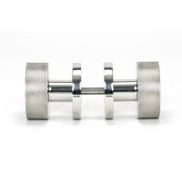 The Knurled Mortice/Rim Knob Set on a Plain Rose in Polished Stainless Steel Shown Screwed Together from the Side The Knurled Mortice/Rim Knob Set on a Plain Rose in Polished Stainless Steel Shown Screwed Together from the Side