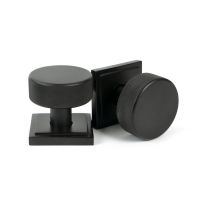 The Knurled Mortice/Rim Knob Set on a Square Rose in Aged Bronze Shown Upright and on its Side The Knurled Mortice/Rim Knob Set on a Square Rose in Aged Bronze Shown Upright and on its Side