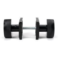 The Knurled Mortice/Rim Knob Set on a Square Rose in Black Shown Screwed Together from the Side The Knurled Mortice/Rim Knob Set on a Square Rose in Black Shown Screwed Together from the Side