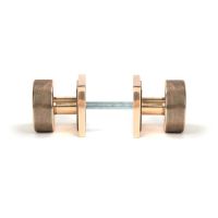 The Knurled Mortice/Rim Knob Set on a Square Rose in Polished Bronze Shown Screwed Together from the Side The Knurled Mortice/Rim Knob Set on a Square Rose in Polished Bronze Shown Screwed Together from the Side