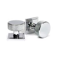 The Knurled Mortice/Rim Knob Set on a Square Rose in Polished Chrome Shown Upright and on its Side The Knurled Mortice/Rim Knob Set on a Square Rose in Polished Chrome Shown Upright and on its Side