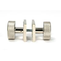 The Knurled Mortice/Rim Knob Set on a Square Rose in Polished Nickel Shown Screwed Together from the Side The Knurled Mortice/Rim Knob Set on a Square Rose in Polished Nickel Shown Screwed Together from the Side