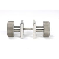The Knurled Mortice/Rim Knob Set on a Square Rose in Satin Stainless Steel Shown Screwed Together from the Side The Knurled Mortice/Rim Knob Set on a Square Rose in Satin Stainless Steel Shown Screwed Together from the Side